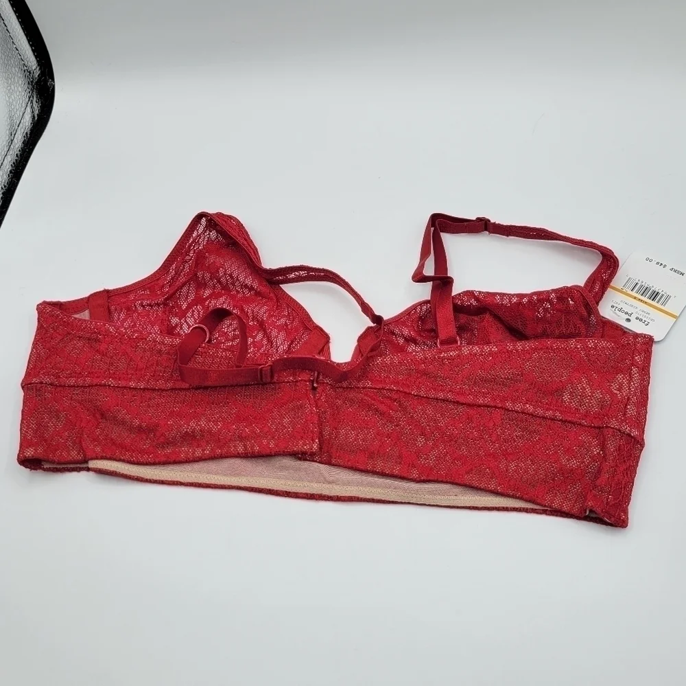 Free People Tameeka Lace Underwire Bra Berry Electric S